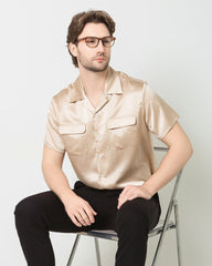 Silk Men's Short Sleeve Shirt With Two Pockets
