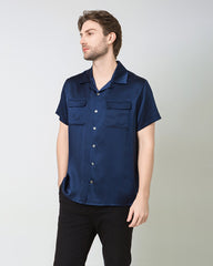 Silk Men's Short Sleeve Shirt With Two Pockets