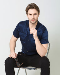 Silk Men's Short Sleeve Shirt With Two Pockets