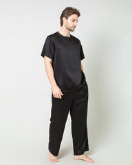 Men's Short Sleeves & Pants Silk Pajamas