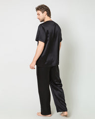 Men's Short Sleeves & Pants Silk Pajamas