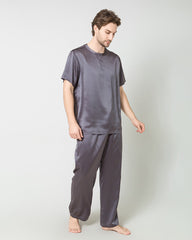 Men's Short Sleeves & Pants Silk Pajamas