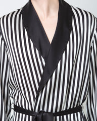 Silk Men's Striped Long Robe