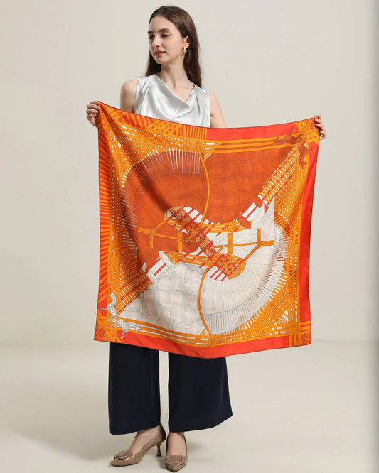 Silk Orange Design Scarf