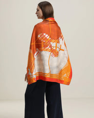 Silk Orange Design Scarf