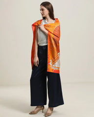 Silk Orange Design Scarf