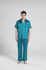 Short Sleeve 100% Silk Pajamas For Men