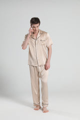 Short Sleeve 100% Silk Pajamas For Men