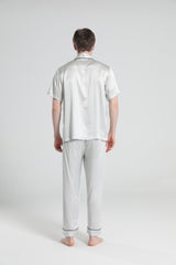 Short Sleeve 100% Silk Pajamas For Men