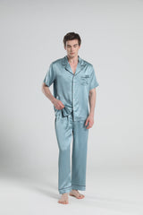 Short Sleeve 100% Silk Pajamas For Men