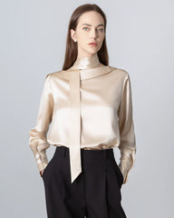 Silk Tie Neck Blouse