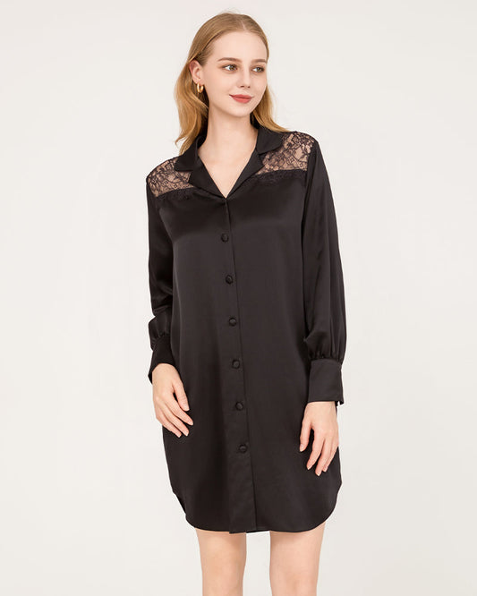 22 Momme Silk Lace Nightshirt