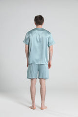 Simple Crew Neck Short Pajamas Set for men, Haze Blue