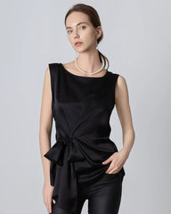 Sleeveless Wrap Silk Top