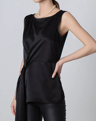 Sleeveless Wrap Silk Top