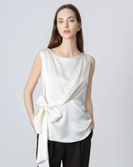 Sleeveless Wrap Silk Top