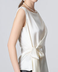 Sleeveless Wrap Silk Top