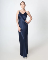 Slit V-neck Maxi Silk Dress