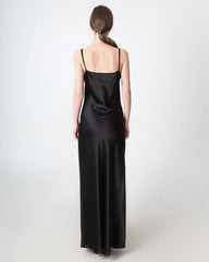 Slit V-neck Maxi Silk Dress
