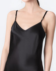 Slit V-neck Maxi Silk Dress