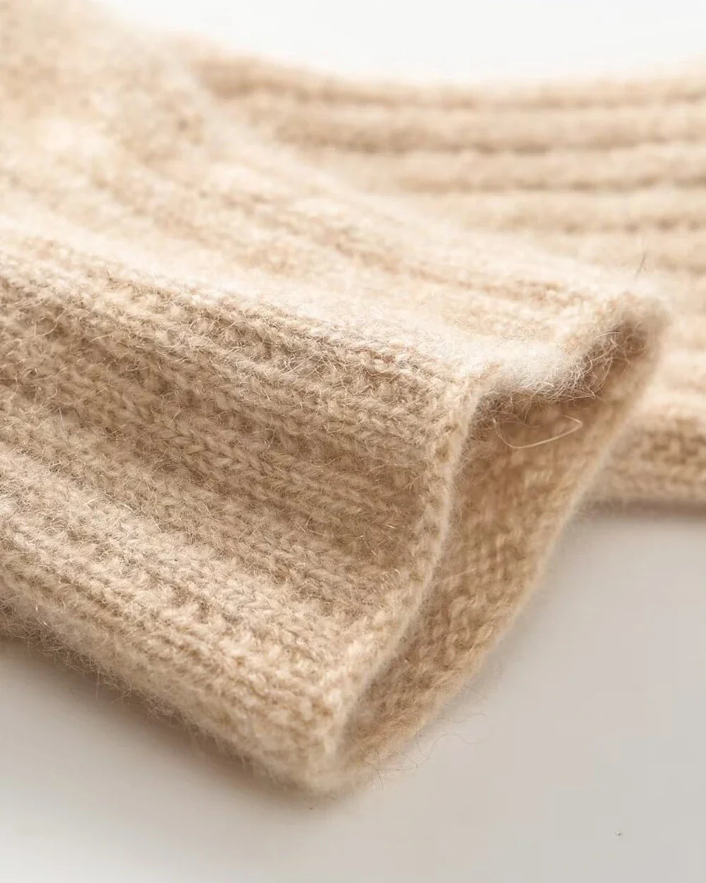Soft Cashmere Knit Gloves, Beige