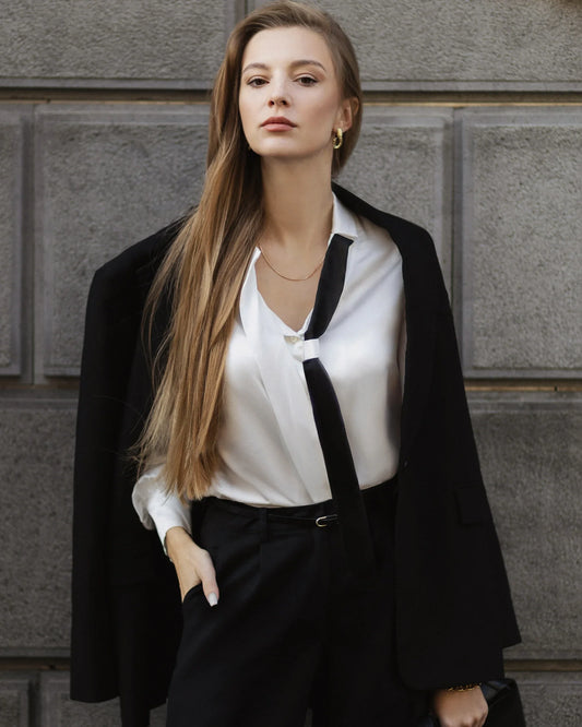 Turn Down Collar Silk Shirt