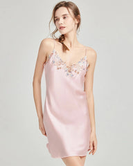 V-neck Lace Silk Nightgown