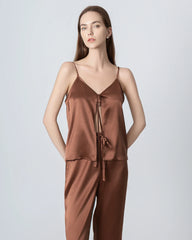 V-neck Camisole Silk Pajama Set