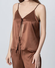 V-neck Camisole Silk Pajama Set