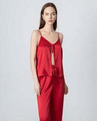 V-neck Camisole Silk Pajama Set