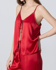 V-neck Camisole Silk Pajama Set