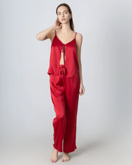 V-neck Camisole Silk Pajama Set