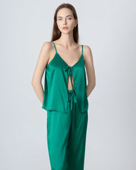V-neck Camisole Silk Pajama Set