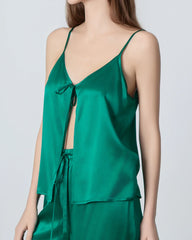 V-neck Camisole Silk Pajama Set