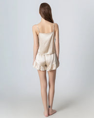 V-neck Front Open Camisole Silk Pajama Set