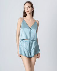 V-neck Short Camisole Silk Pajama Set