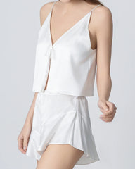 V-neck Short Camisole Silk Pajama Set