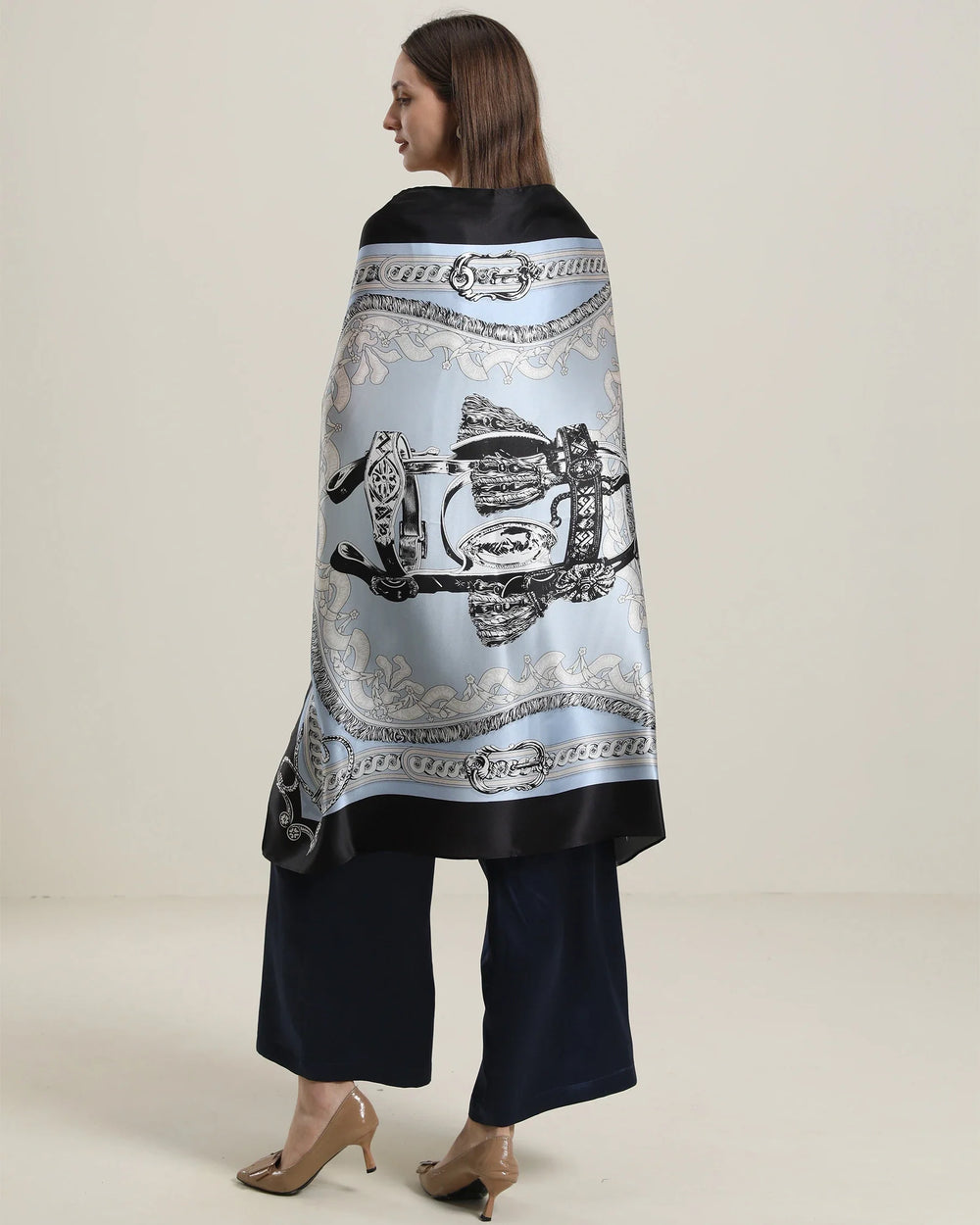 Vintage Silk Scarf, Black