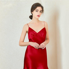 Affordable Silk Chemise V Neck Nightgown