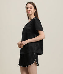 Womens Basic Short Silk Pajamas Set