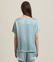Womens Basic Short Silk Pajamas Set