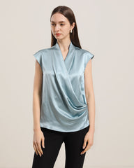 Cap Sleeve Silk Wrap Top