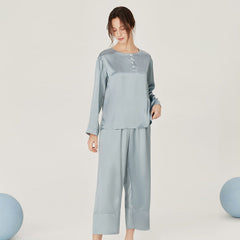 Silk Round Neck Pullover Pajamas Set