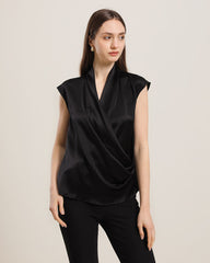 Cap Sleeve Silk Wrap Top