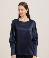 Round Collar 22 Momme Silk Blouse