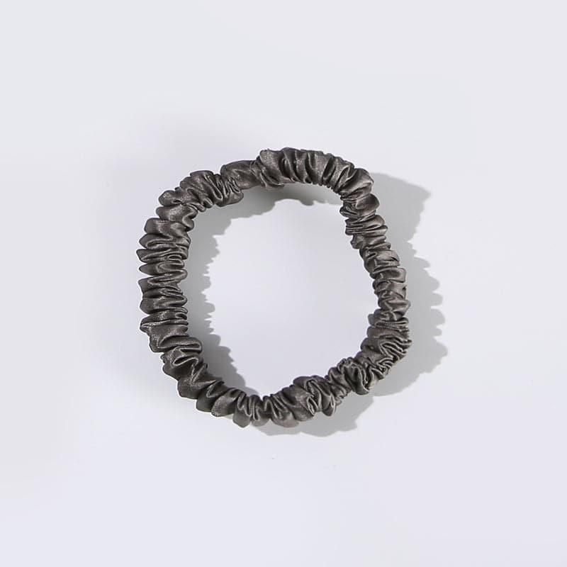22 Momme Silk Mini Scrunchie, Dark Grey