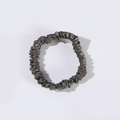 22 Momme Silk Mini Scrunchie, Dark Grey