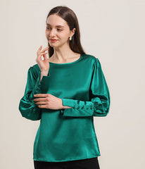 Round Collar 22 Momme Silk Blouse