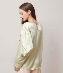 Round Collar 22 Momme Silk Blouse