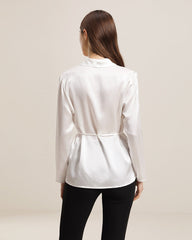 Collared Lace-up Silk Blouse